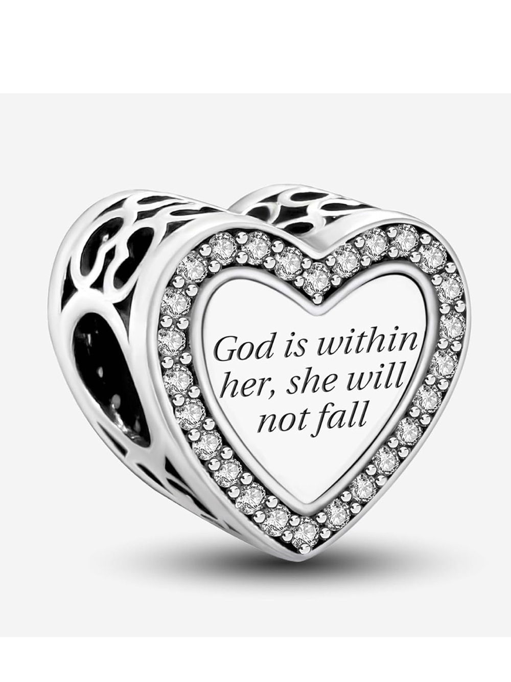 Sterling Silver God Is Within Her Heart Charm Psalm 46:5